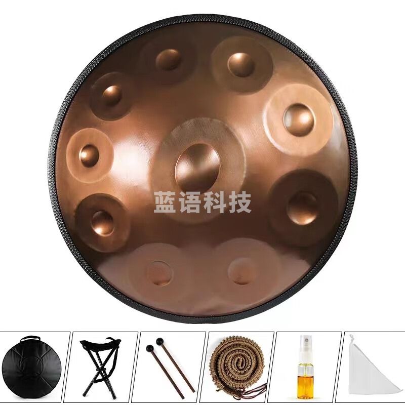 海之韵手碟鼓专业级 handpan手碟440赫兹432赫兹手工锻打乐器鼓 10音金色（带礼包 鼓架 教程）