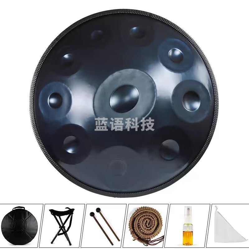 海之韵手碟鼓专业级 handpan手碟440赫兹432赫兹手工锻打乐器鼓 10音蓝色（带礼包 鼓架 教程）