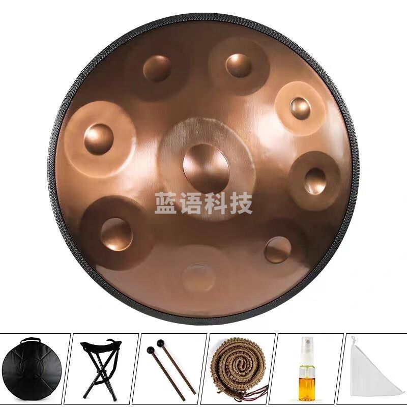 海之韵手碟鼓专业级 handpan手碟440赫兹432赫兹手工锻打乐器鼓 9音金色（带礼包 鼓架 教程）