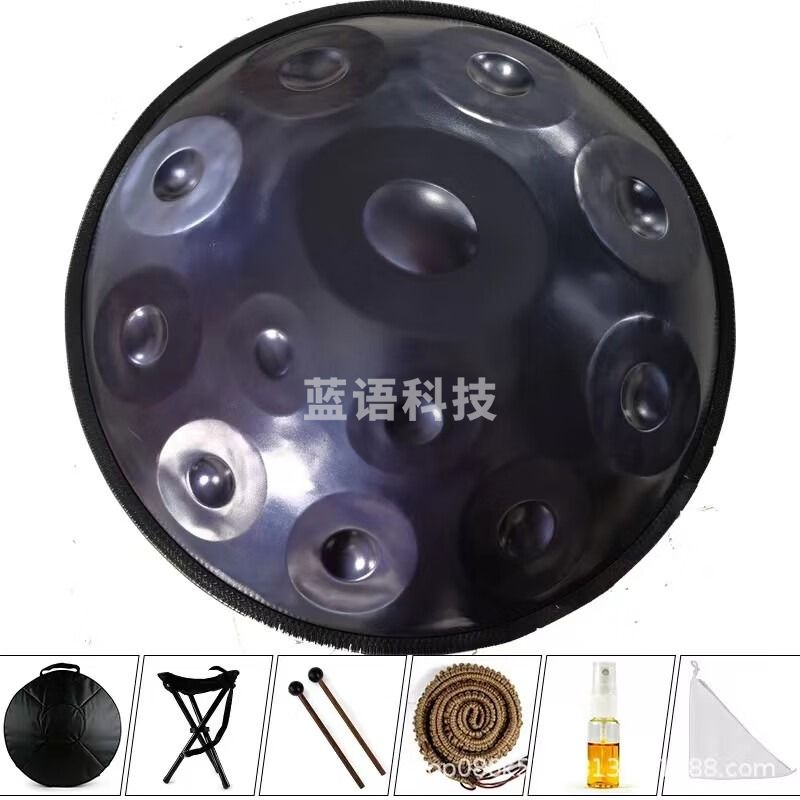 海之韵手碟鼓专业级 handpan手碟440赫兹432赫兹手工锻打乐器鼓 12音蓝色（带礼包 鼓架 教程）