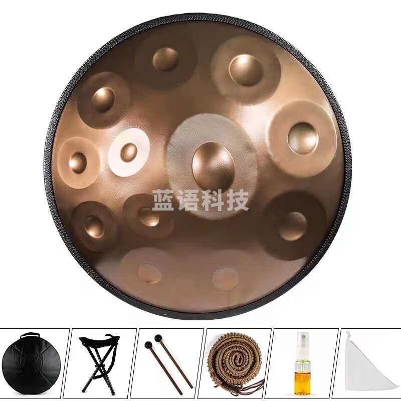 海之韵手碟鼓专业级 handpan手碟440赫兹432赫兹手工锻打乐器鼓 12音金色（带礼包 鼓架 教程）