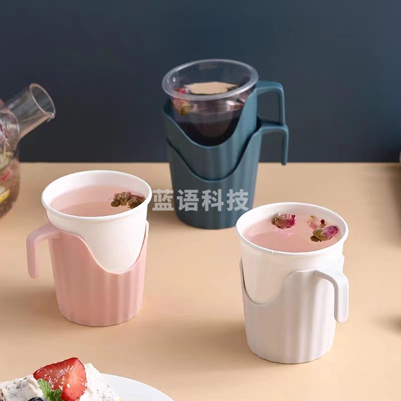一次性纸杯杯托6只  加厚防烫杯托 隔热杯套茶杯托 塑料杯托