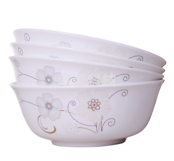 乐享 骨瓷面碗/6英寸大碗4件套装 白金花语