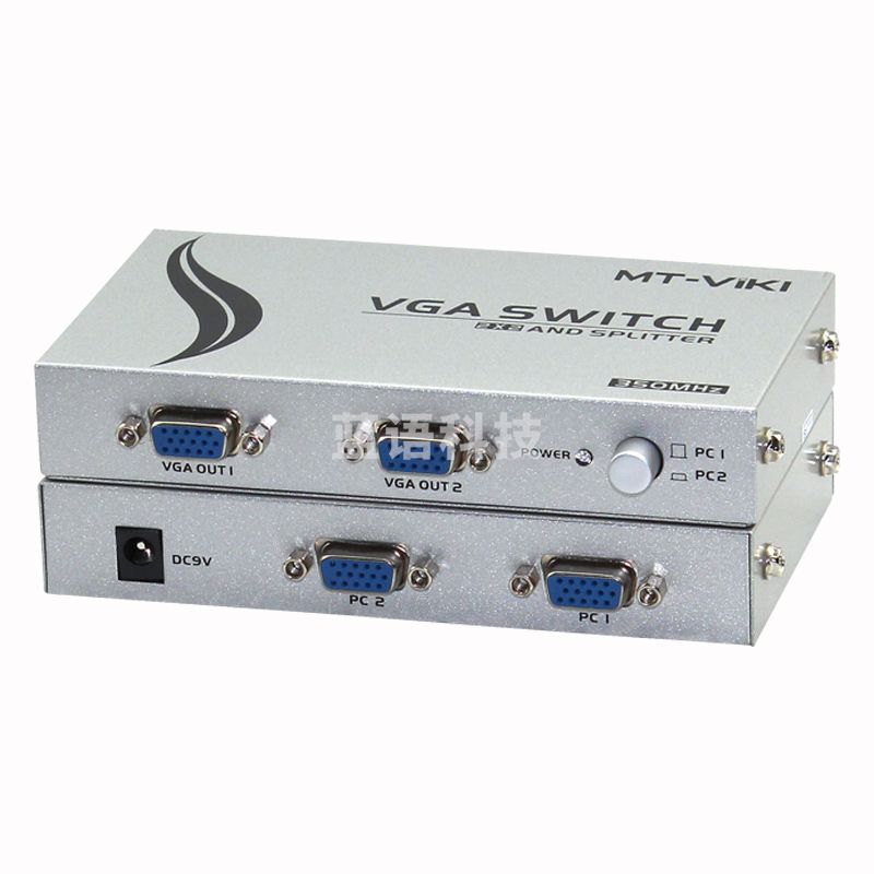 迈拓维矩MT-202C 显示器电脑vga分配器一分二切换器2进1出2出同步2分2