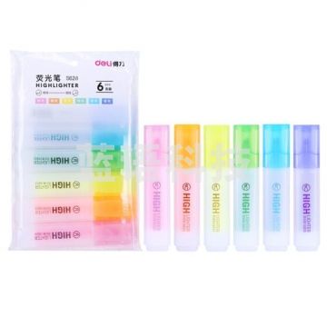 得力(deli)S628 6色荧光笔 水性彩色记号笔6支/袋 5袋/组 BG.569