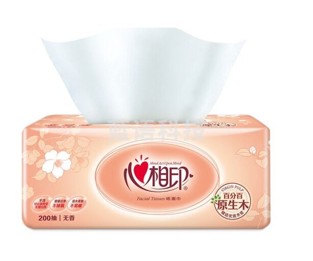 心相印经典抽纸2层200抽大号抽纸纸巾大包无香大规格XL码餐巾纸