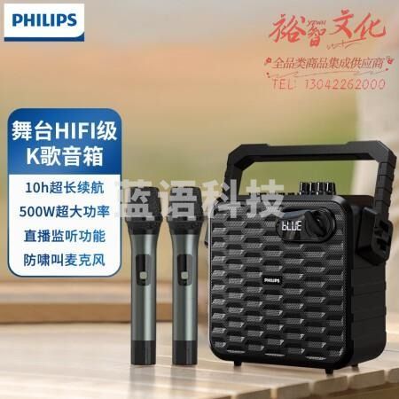 飞利浦（PHILIPS）SD60（旗舰版）广场舞音响蓝牙音箱家用户外专业低音炮K歌演出直播监听扩音器 配2个话筒