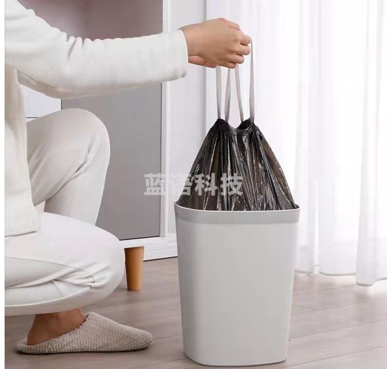 加厚抽绳垃圾袋 穿绳自动收口75只 45cm*50cm .