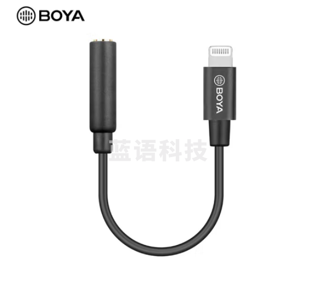 博雅BY-K3 音频线 3.5mmTRRS母头转手机Lightning公头麦克风转接线话筒转换线连接线 0.1米