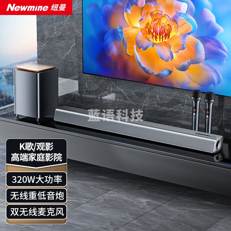 纽曼  家庭KTV音响套装 回音壁 客厅K歌影院全套设备卡拉OK一体机无线蓝牙音箱带重低音炮 HD-003DW-M1