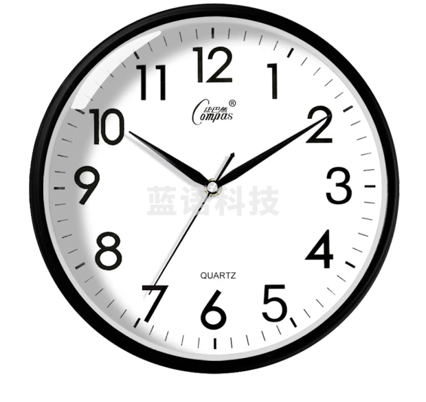 康巴丝c2866挂钟 简约静音石英钟表 黑色12英寸30.5cm