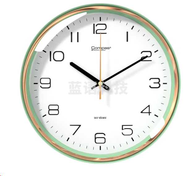 康巴丝7006A挂钟 简约时钟石英钟 绿色33cm