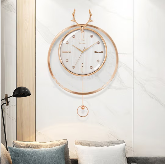 康巴丝C3251挂钟 欧式摆钟 石英钟表 白色25cm总长55.5cm cyg-250214103036