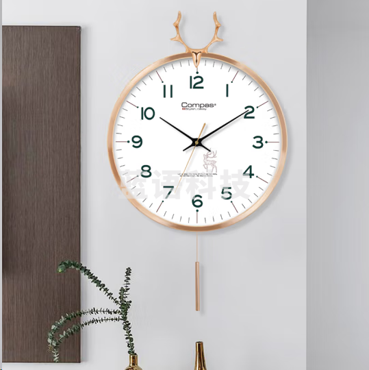 康巴丝C3245挂钟 摆钟创意时钟 石英钟表 白色36cm总长60cm