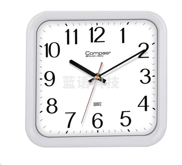 康巴丝2548挂钟 大气方形石英钟 银色（25*25cm）