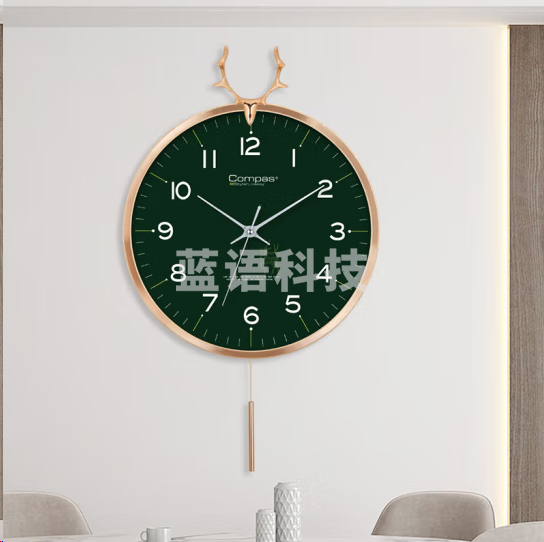 康巴丝C3245挂钟 摆钟创意时钟 石英钟表 绿色36cm总长60cm