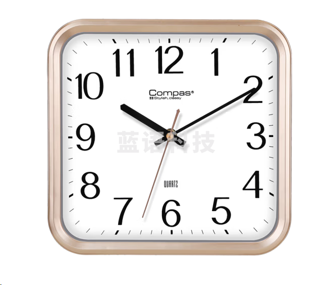 康巴丝2548挂钟 大气方形石英钟 金色（25*25cm）