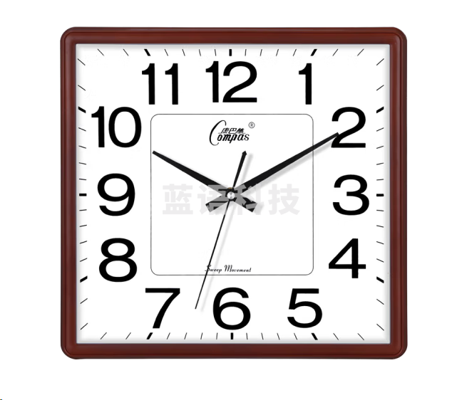 康巴丝3112挂钟 大气方形石英钟 橡木（32*32cm）