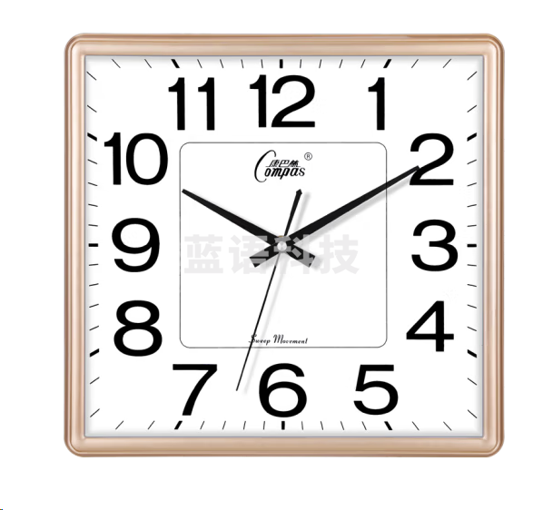 康巴丝3112挂钟 大气方形石英钟 闪金（32*32cm）
