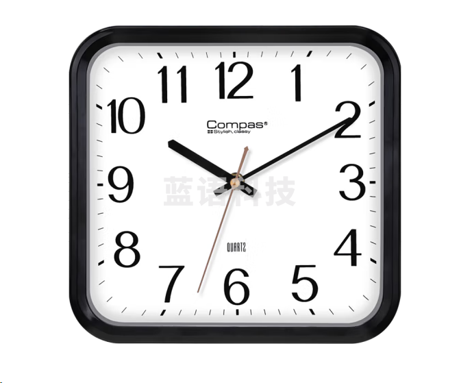 康巴丝2548挂钟 大气方形石英钟 黑白（25*25cm）