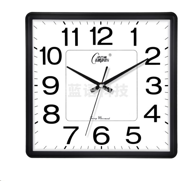 康巴丝3112挂钟 大气方形石英钟 黑白（32*32cm）
