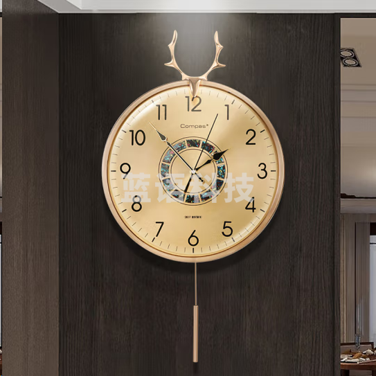 康巴丝3350挂钟 欧式鹿头摆钟 石英钟表 鹿头款32cm总长58.5cm