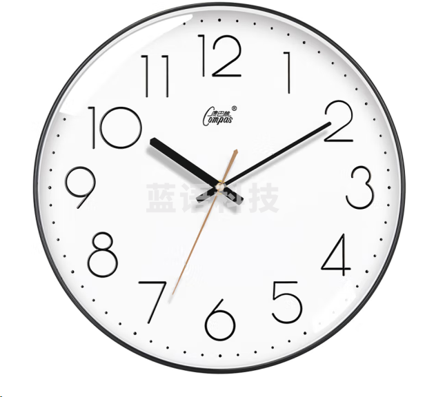 康巴丝3220挂钟 简约石英钟表 窄边框立体字 黑色35cm