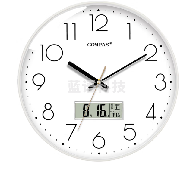 康巴丝C3219AY挂钟 万年历石英钟表 白色35cm