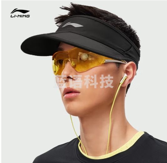 李宁（LI-NING）无顶帽可折叠马拉松跑步帽男女运动帽空顶帽户外遮阳休闲帽 黑色