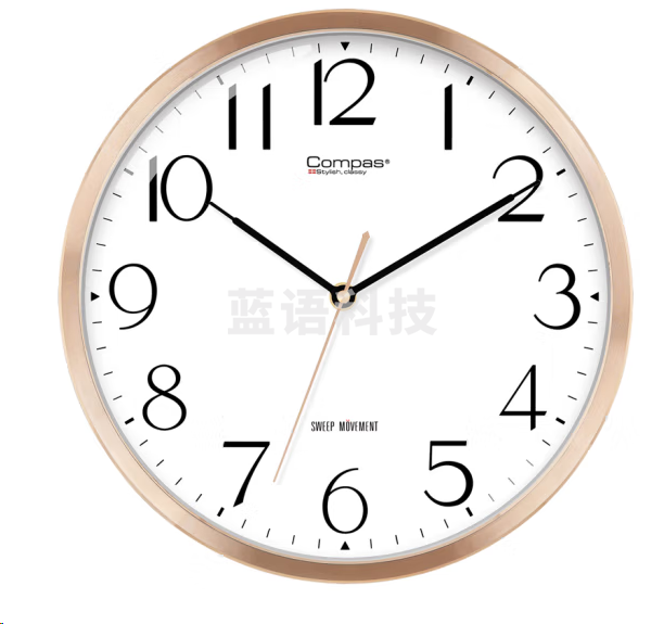 康巴丝C3263挂钟 石英钟表挂墙挂钟 金色15英寸38cm