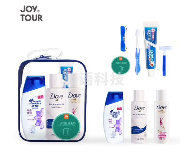 佳途(JOYTOUR) 旅行洗漱套装洗漱袋便捷商务出差用品沐浴洗发牙刷个人护理套装 B5-多芬海飞丝9件套袋装
