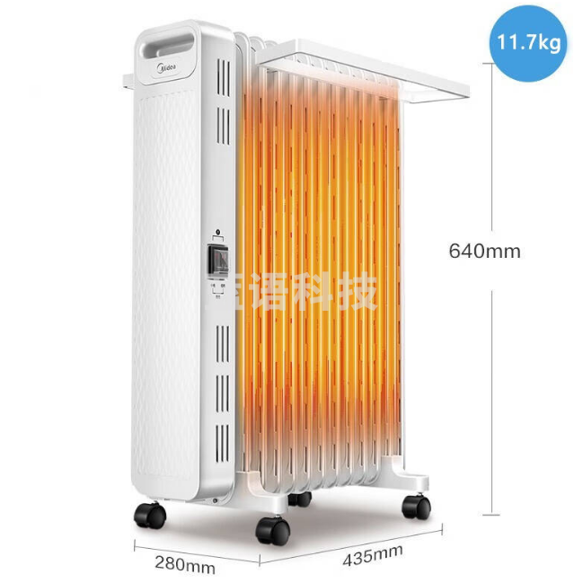 美的(Midea) 取暖器暖风机家用 电热油汀电暖器2200W功率电暖气片 13片散热片节能省电加湿烘衣暖脚烤火炉[大白经典款] 22N