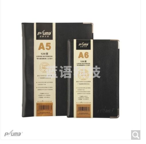 金辉 文具A5-120页道林纸厚商务记事本笔记本子6孔活页本