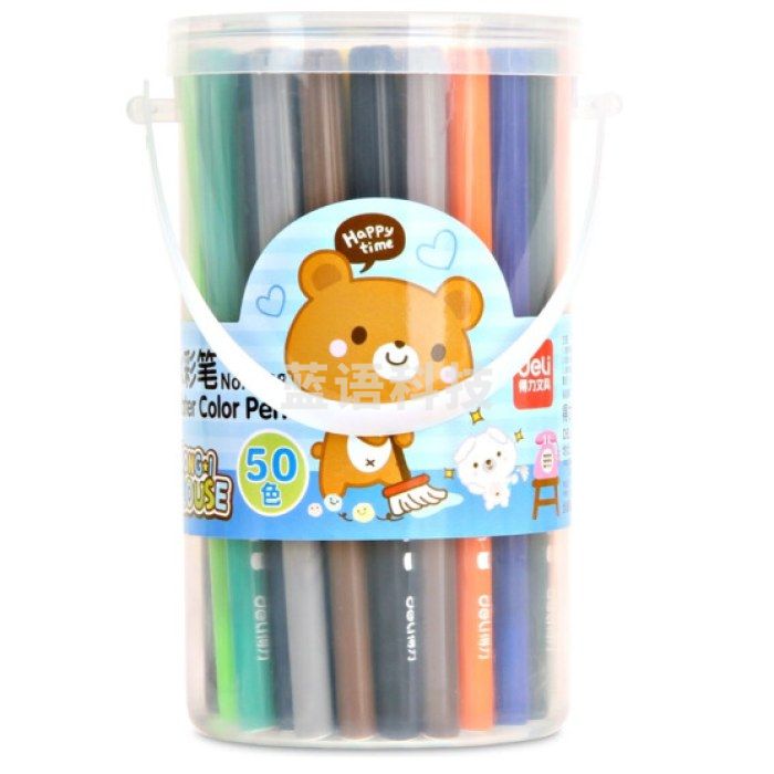 得力（deli）6988儿童炫彩水彩笔/绘画笔50色/桶颜色随机
