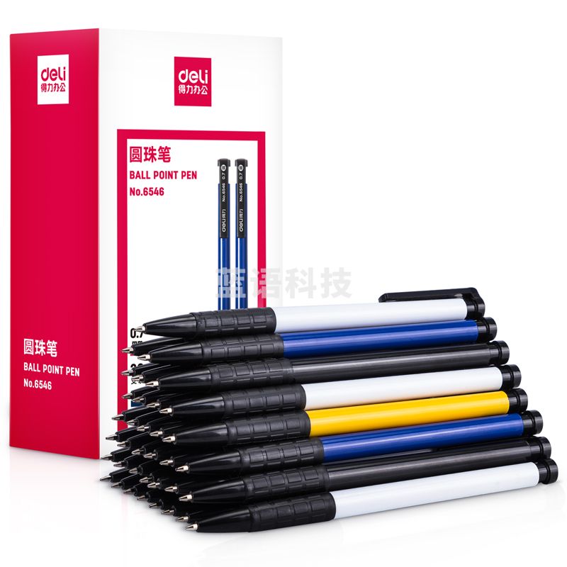 得力6546圆珠笔0.7mm子弹头蓝色 36支/盒(盒)