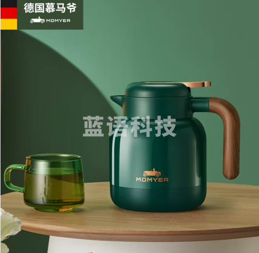 慕马爷(MOMYEA) 保温壶大容量家用保温瓶按压热水瓶暖水壶316不锈钢内胆冷热通用 牛油果绿 1L.
