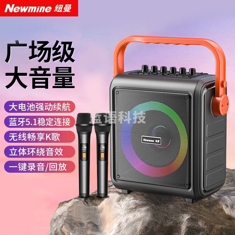 纽曼K509无线蓝牙音箱广场舞音响户外大音量手提便携式低音炮家用K歌音乐播放器微信收款喇叭 双麦