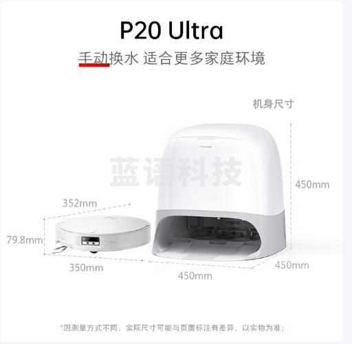 石头（roborock）扫地机器人扫拖一体 P20 Ultra 扫拖洗烘一体机 自动集尘热水洗拖布擦地拖地洗地机吸尘器 A1840RR