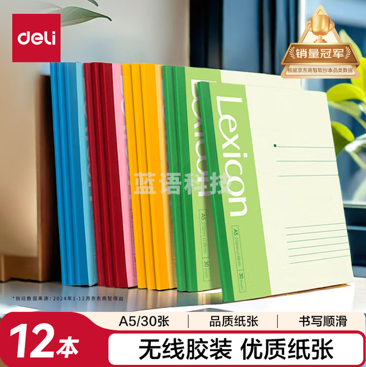 得力（deli）A 5/30张 无线软抄本记事本工作笔记本 P07650 12本/包 10包