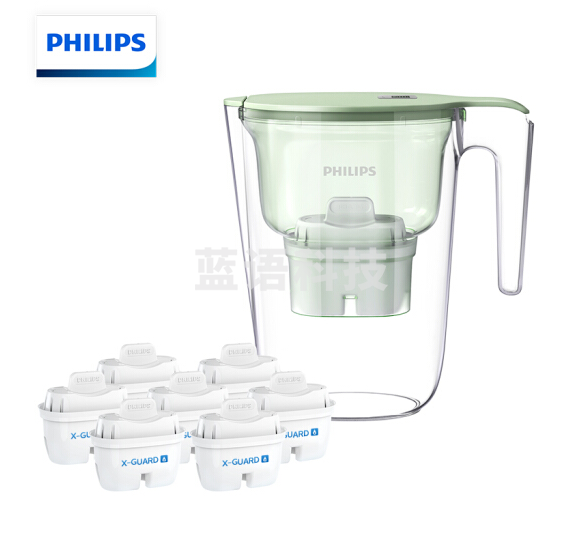飞利浦（PHILIPS）AWP2813GNT 全新升级净水壶 家用滤水壶 厨房自来水过滤净水器 一壶7芯（含附件）