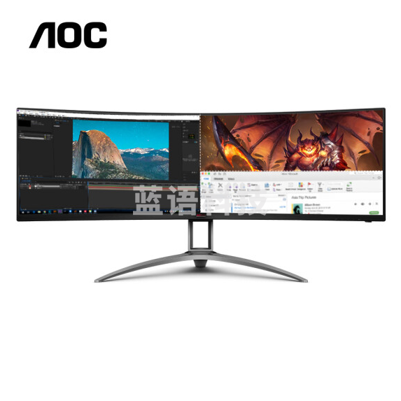 AOC 爱攻AG493UCX 49英寸4K显示器120Hz曲面屏1ms带鱼屏32:9内置音箱