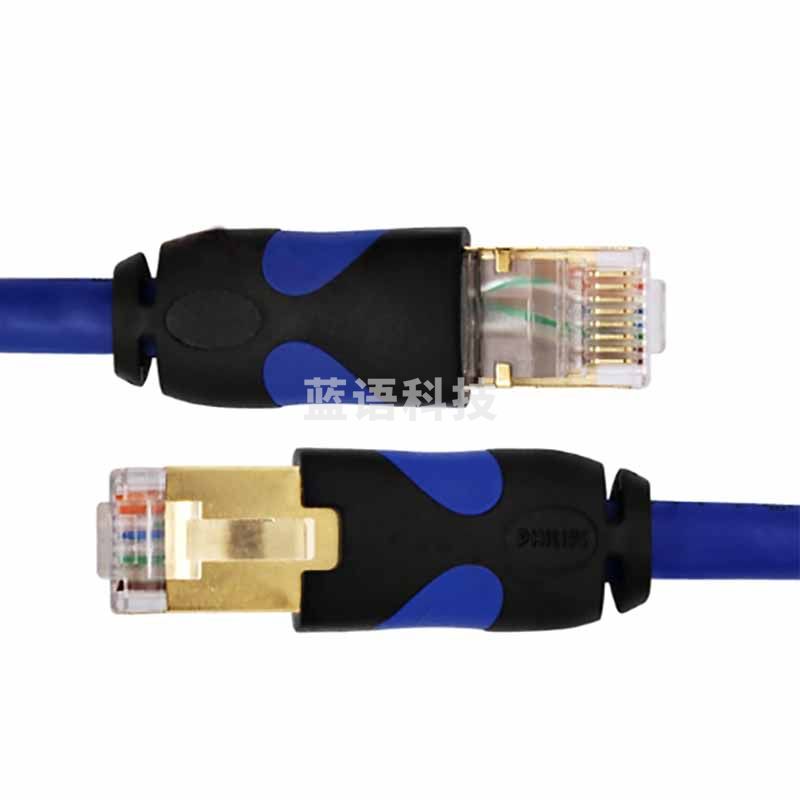 飞利浦（PHILIPS）屏蔽六类高速网络跳线(纯铜)，双色注塑3米 SWA1950C/93 蓝黑