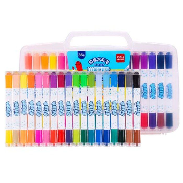 得力（deli） 70666 36色可水洗双头水彩笔 36色/盒