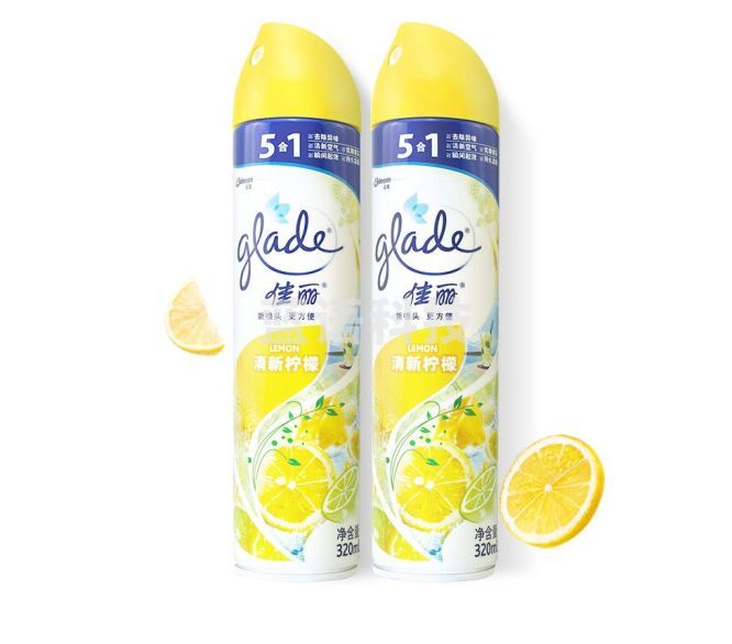 佳丽 空气清新喷雾 320ml*2瓶 柠檬香 香薰 空气清新剂 芳香剂 去除异味 卫生间 厕所 卧室 汽车