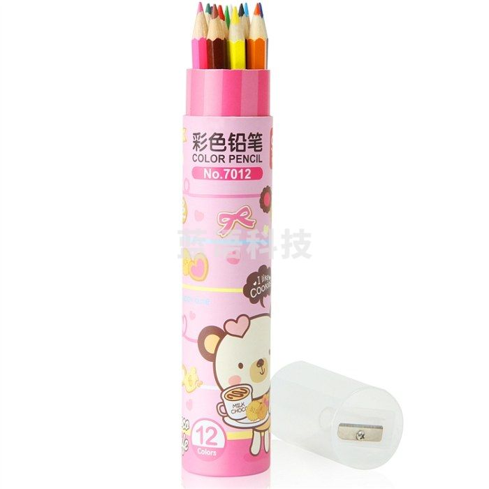得力 7012 彩色铅笔 12支/桶 （单位：桶） 混色