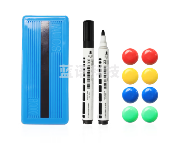 AUCS傲世 白板擦套装黑板白板吸铁石磁铁磁扣白板笔套装 可擦黑色2支 磁钉8粒 黑板擦粉笔擦刷1个