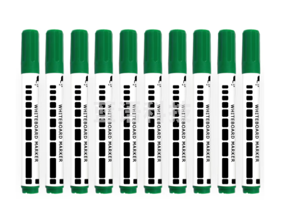 AUCS 白板笔水性可擦易擦 控笔训练幼儿园笔 办公会议教学培训办公儿童白板笔彩色 绿色10支/盒