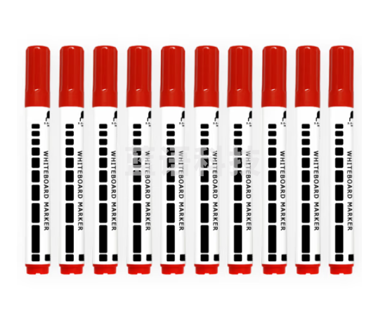 AUCS 白板笔水性可擦易擦 控笔训练幼儿园笔 办公会议教学培训办公儿童白板笔彩色 红色10支/盒