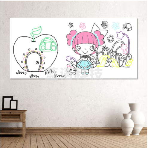 AUCS软白板墙贴100*45cm可擦写儿童宝宝涂鸦画板贴办公培训自粘贴 RBB1045