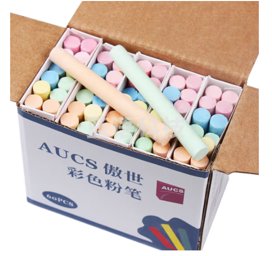 AUCS(傲世) 彩色粉笔儿童涂鸦笔绿板黑板报专用粉笔教师 黑板擦学校老师学生练字黑板画专用